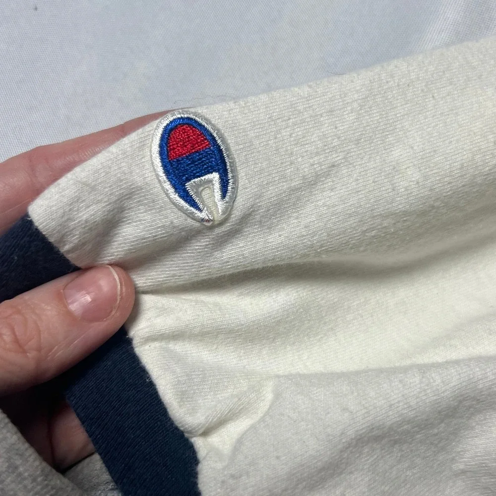Champion NPR Wait Wait Don't Tell Me Ringer T-Shirt White Navy Blue Mens XL - Picture 3 of 4